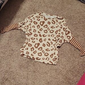 Maurices Brown Leopard Print 3/4 Sleeve Dolman Tee